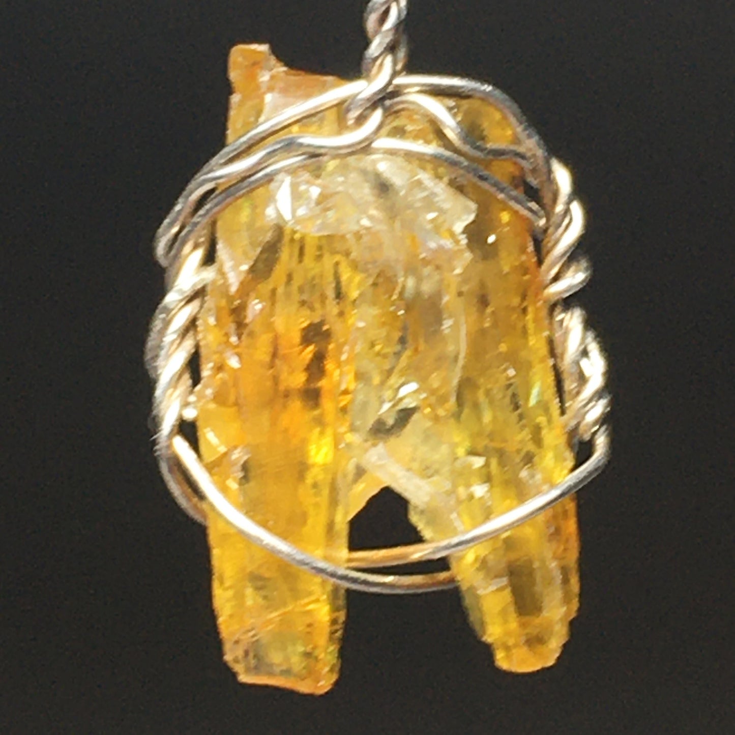 Orange Zincite Crystal Point and Sterling Silver Crystal Pendant and Chain