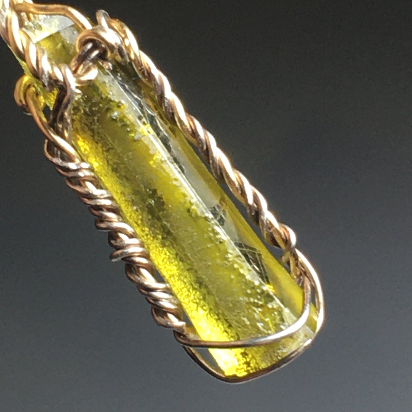 Green Zincite Crystal Pendant on Gold