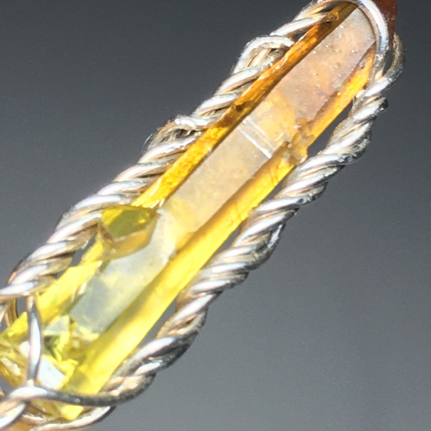 Orange and Yellow Bi-Color Zincite Crystal and Silver Pendant
