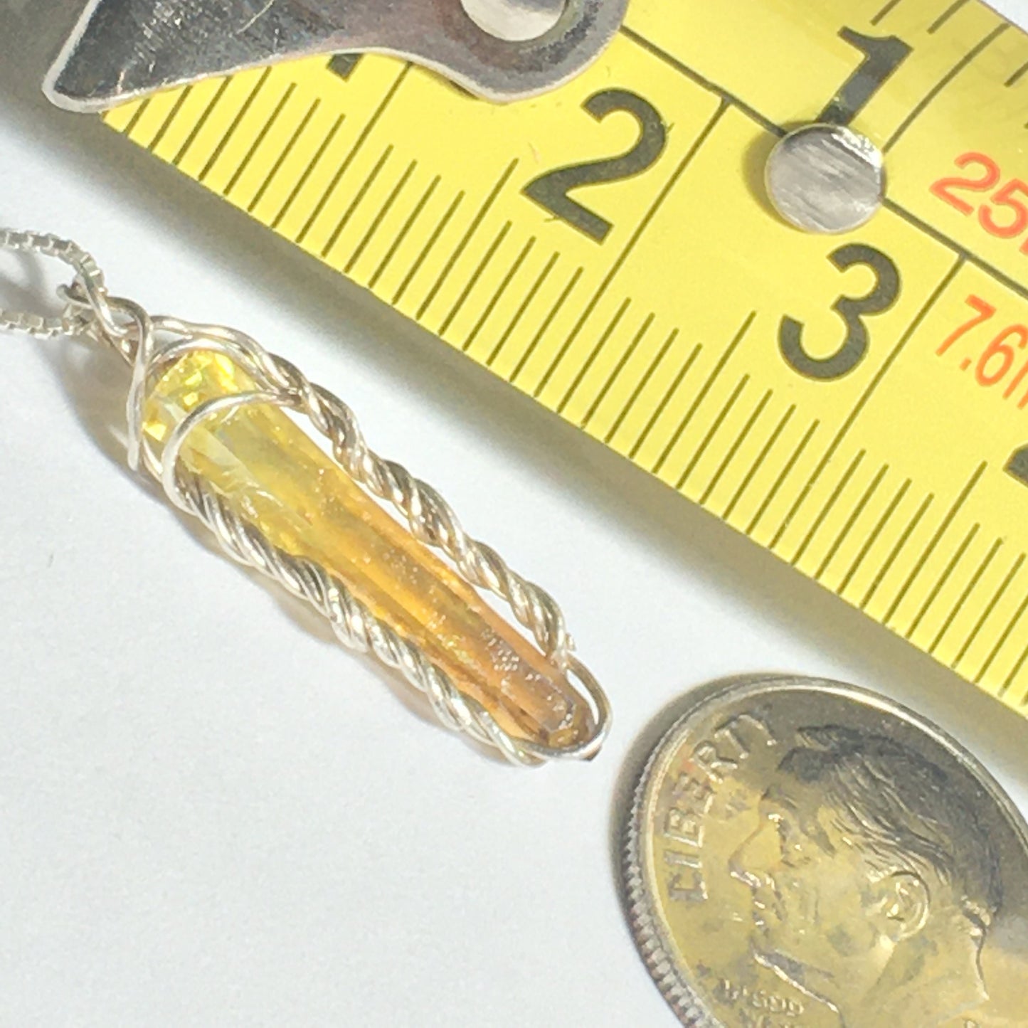 Orange and Yellow Bi-Color Zincite Crystal and Silver Pendant