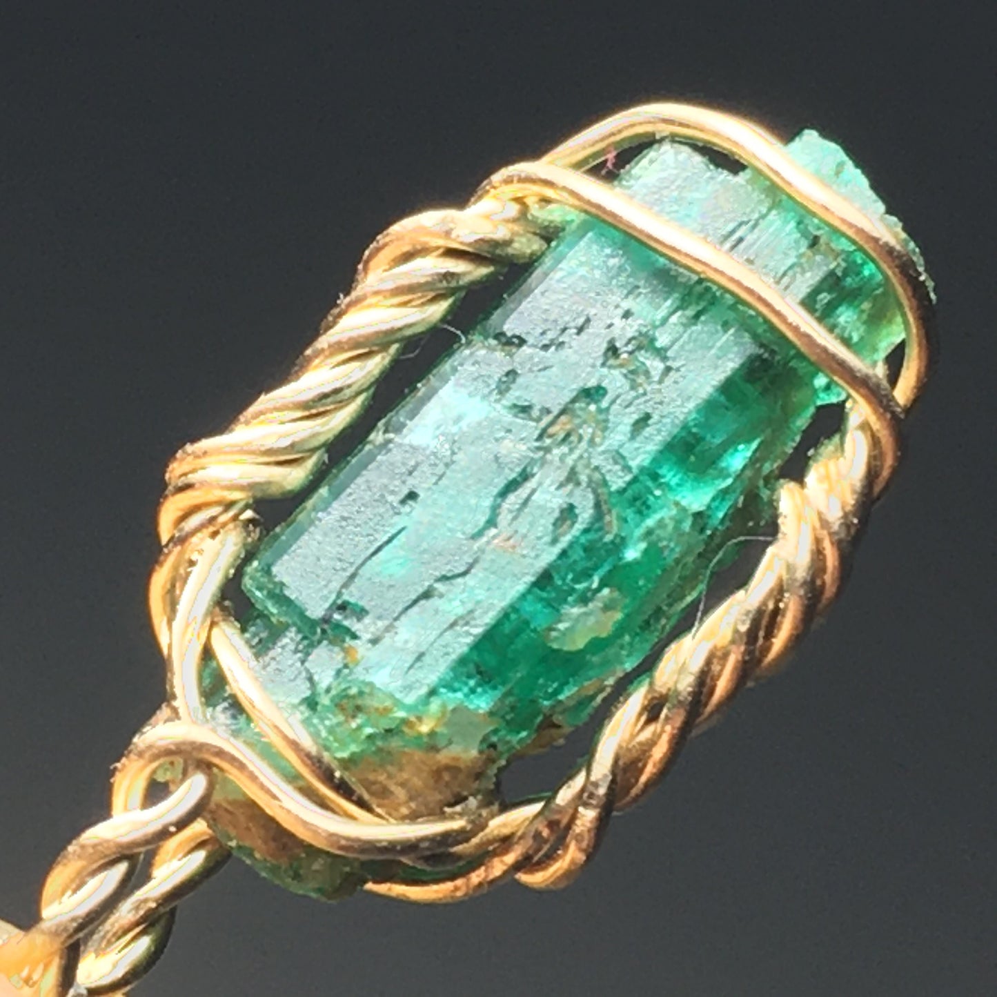Natural AAA Emerald and Gold Pendant on solid Sterling Silver Chain