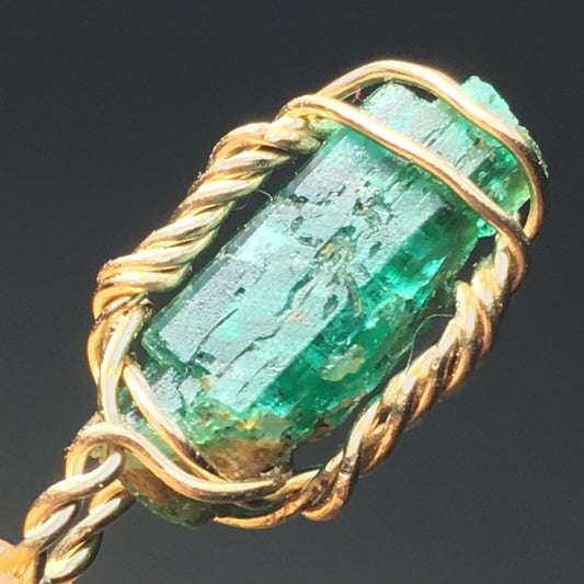 Natural AAA Emerald and Gold Pendant on solid Sterling Silver Chain