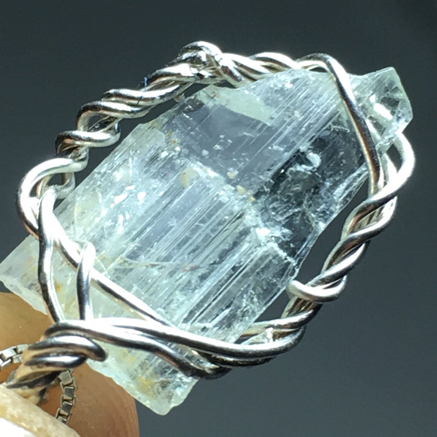 Aquamarine 925 Silver Wire Wrap Pendant