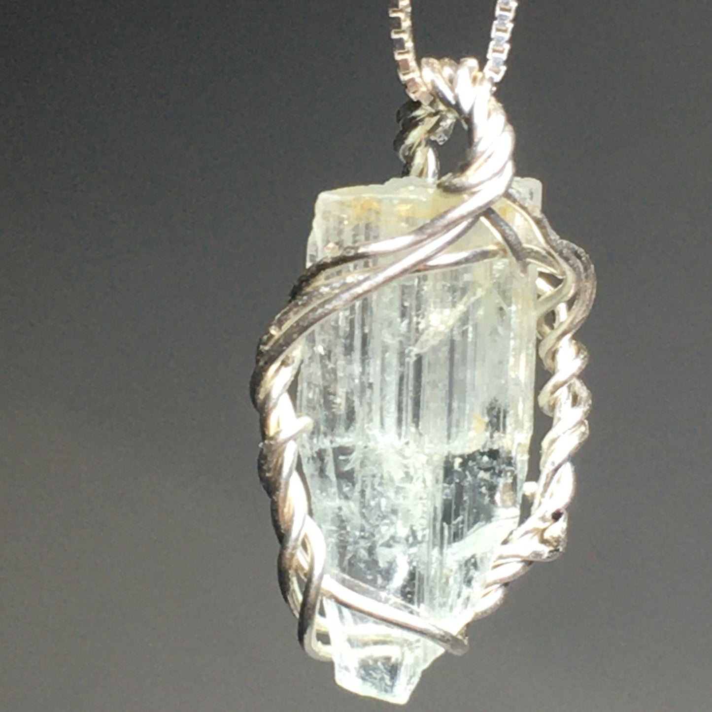 Aquamarine 925 Silver Wire Wrap Pendant