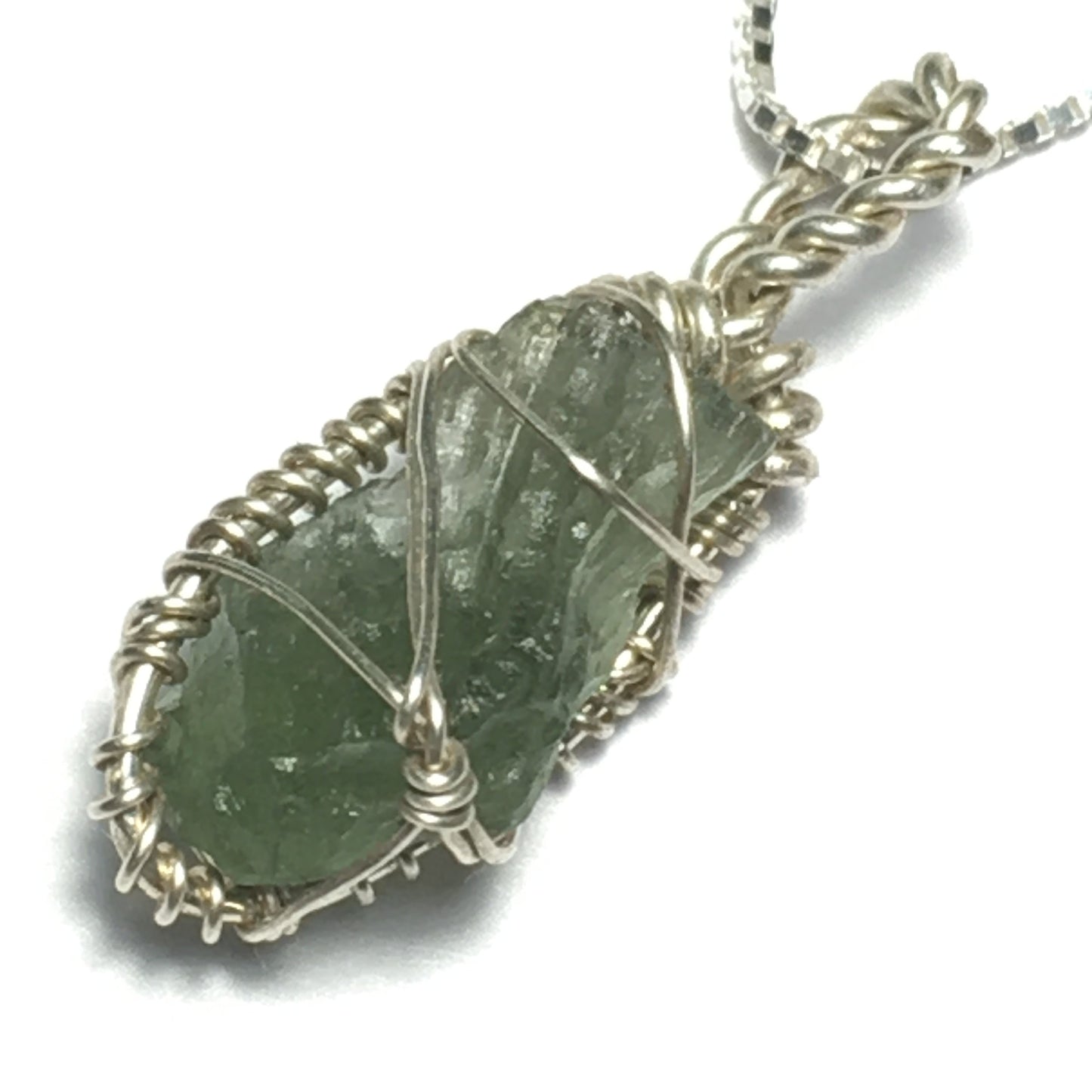Moldavite and Gold Pendant 925 Sterling Silver Chain