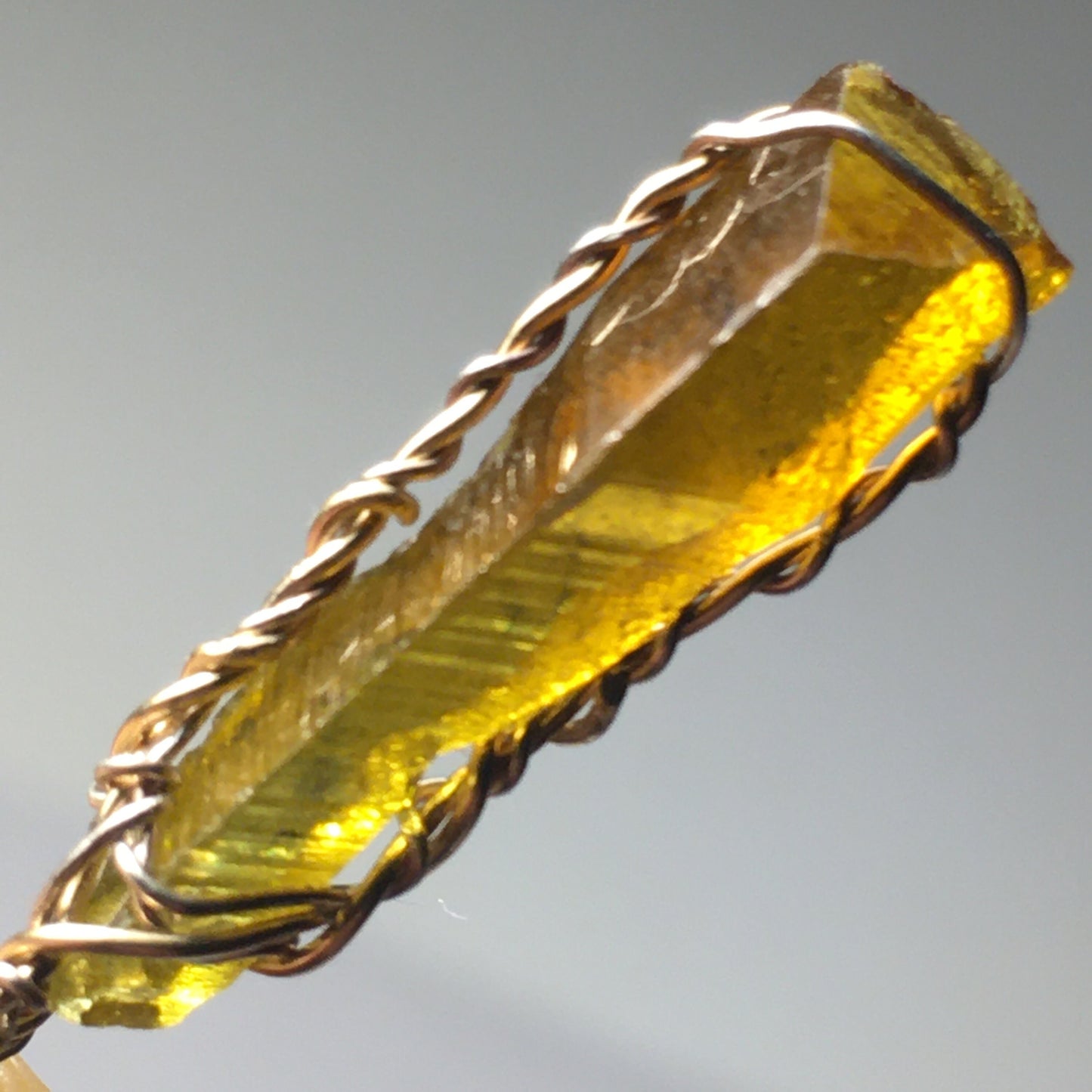 Orange Zincite and Gold Pendant with Chain