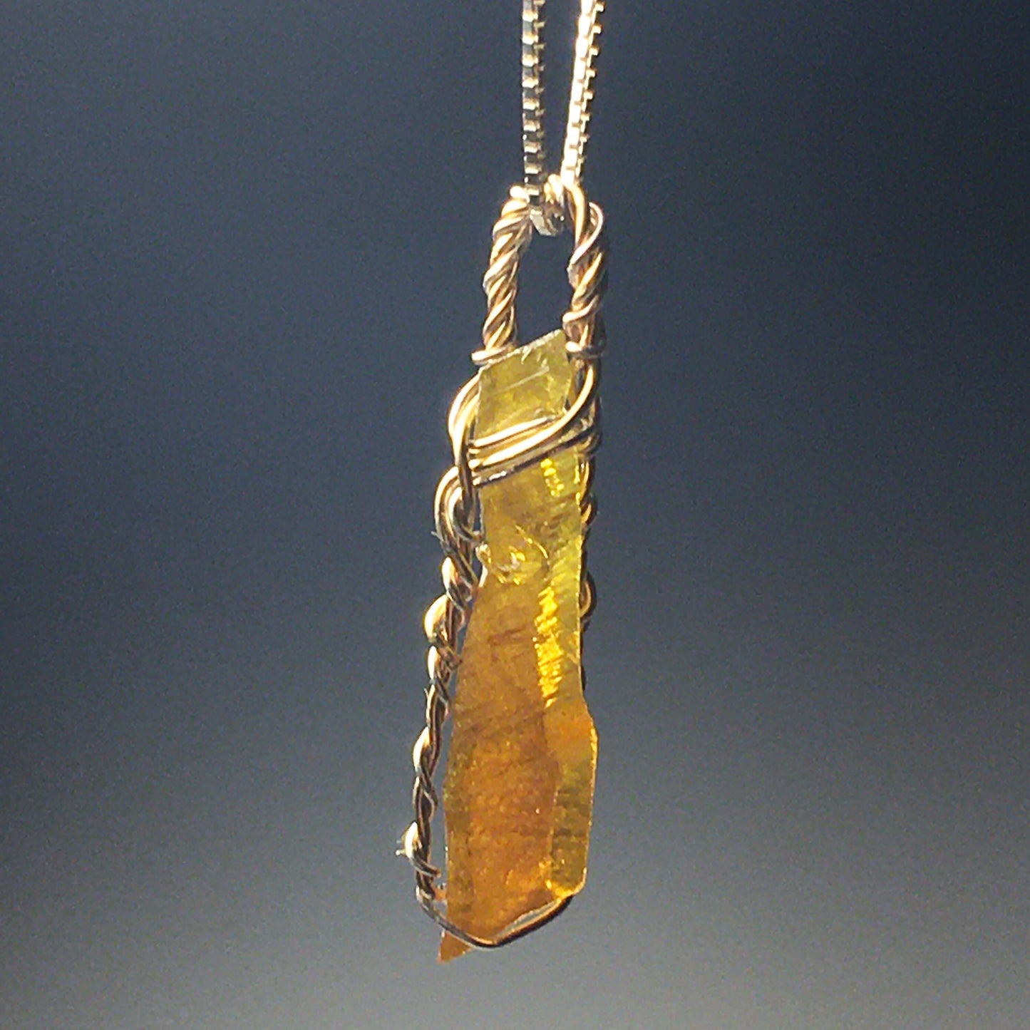 Orange Zincite and Gold Pendant with Chain