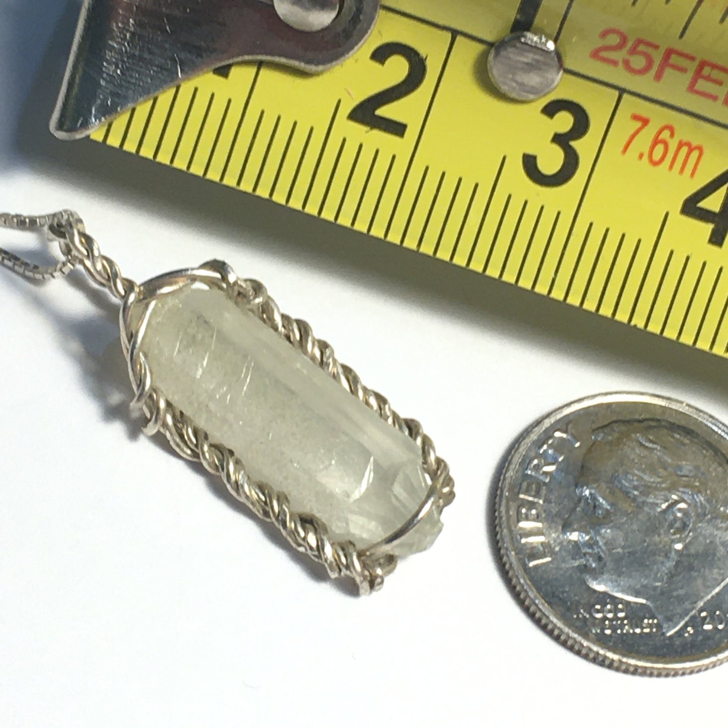 BIG Double-Terminated Clear White Zincite Crystal Pendant (UV REACTIVE)