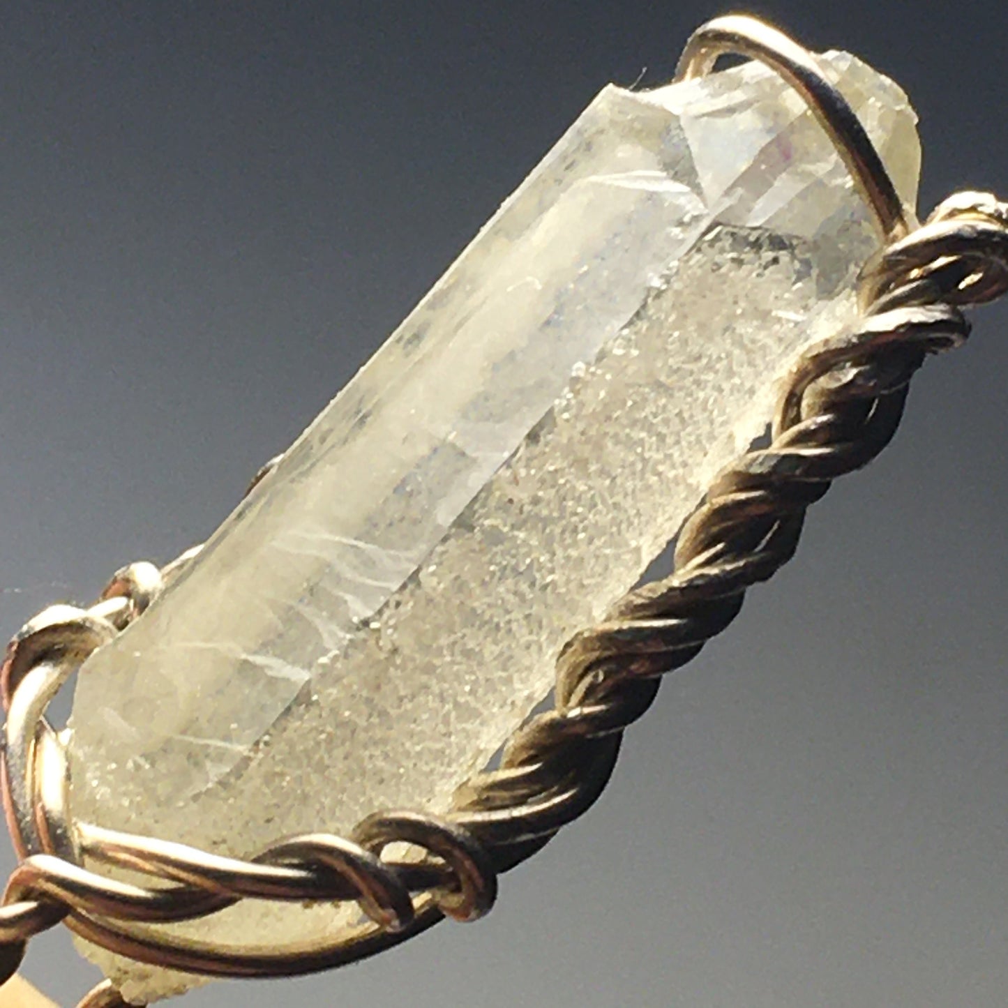 BIG Double-Terminated Clear White Zincite Crystal Pendant (UV REACTIVE)