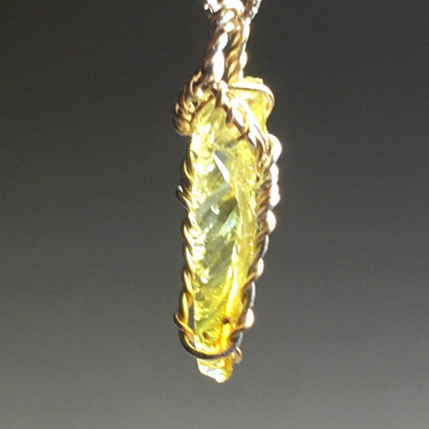 Yellow Zincite and Gold Pendant