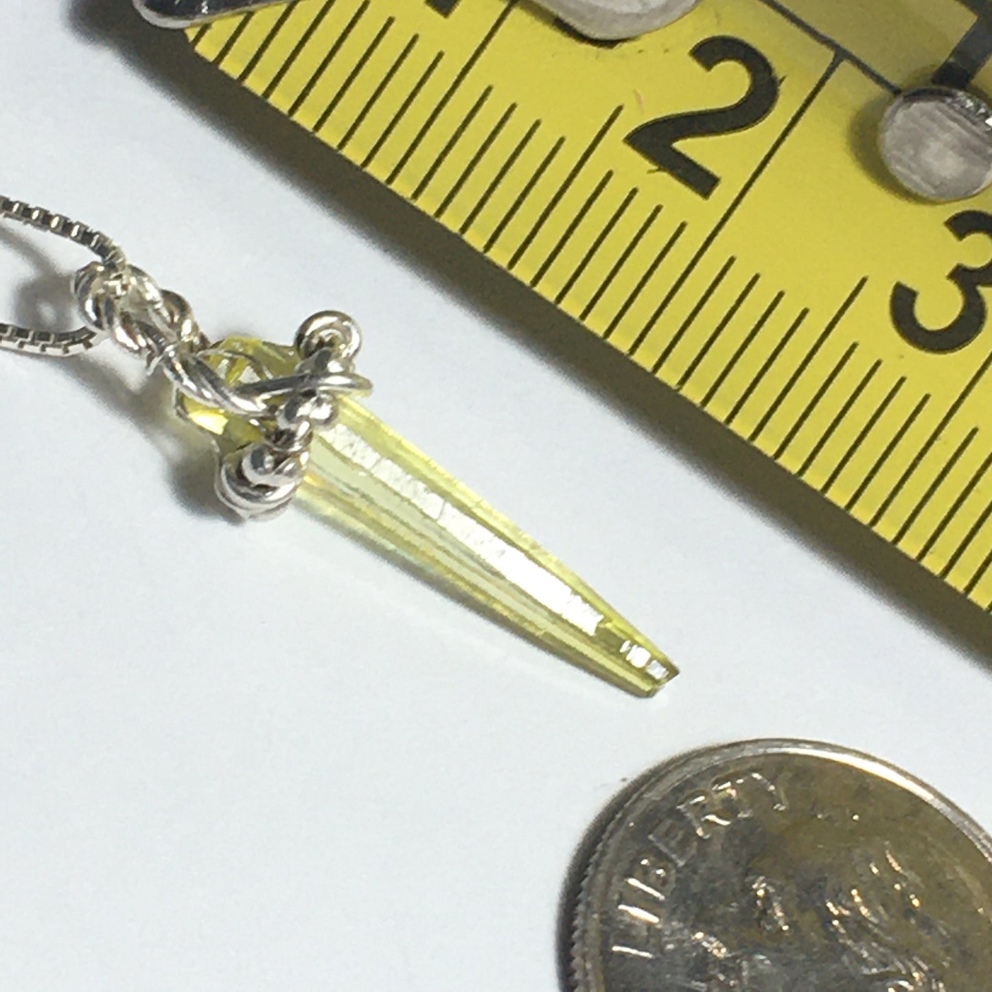 Green Zincite and Silver Pendant with Solid Sterling Silver Chain