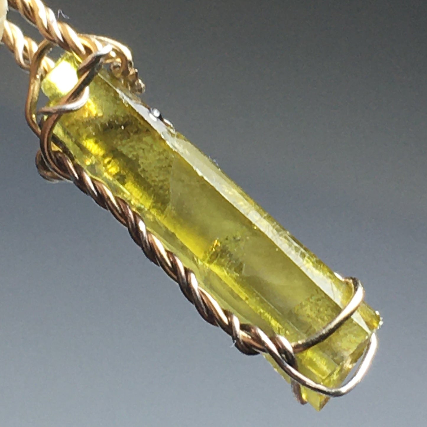 Green Zincite Crystal Pendant on Gold