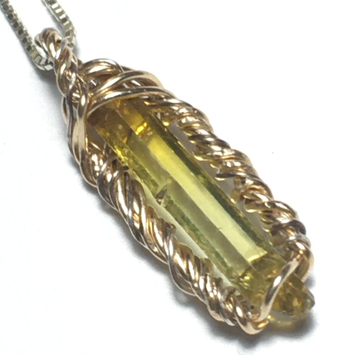 Yellow Zincite and Gold Pendant with Chain