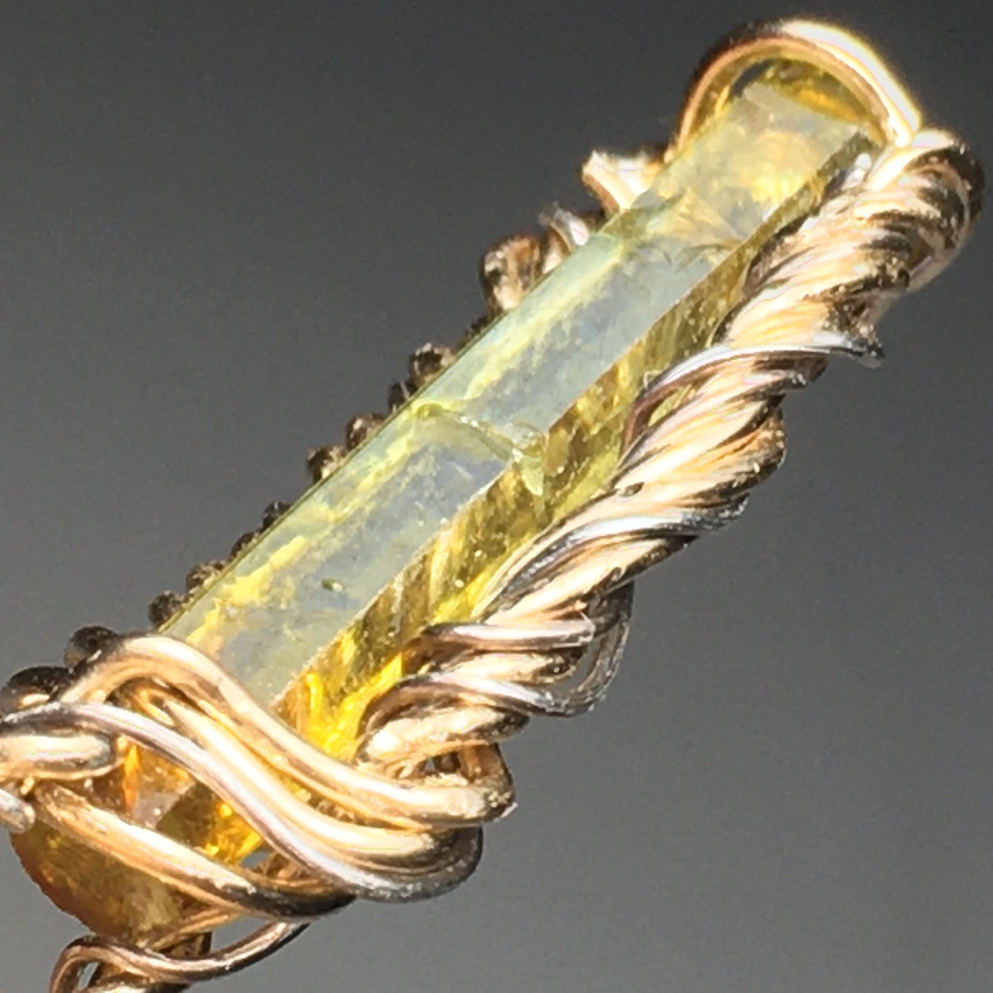 Yellow Zincite and Gold Pendant with Chain