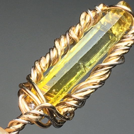 Yellow Zincite and Gold Pendant with Chain