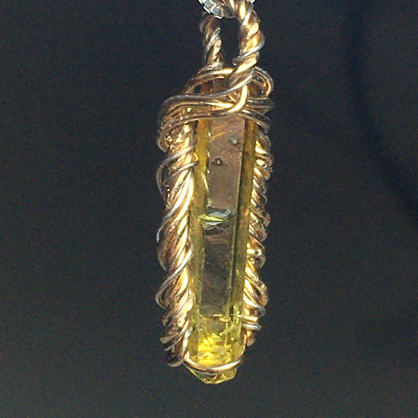 Yellow Zincite and Gold Pendant with Chain