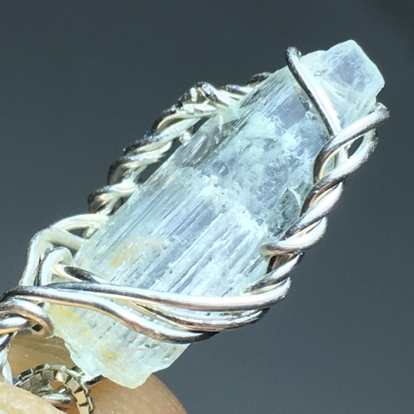 Aquamarine 925 Silver Wire Wrap Pendant