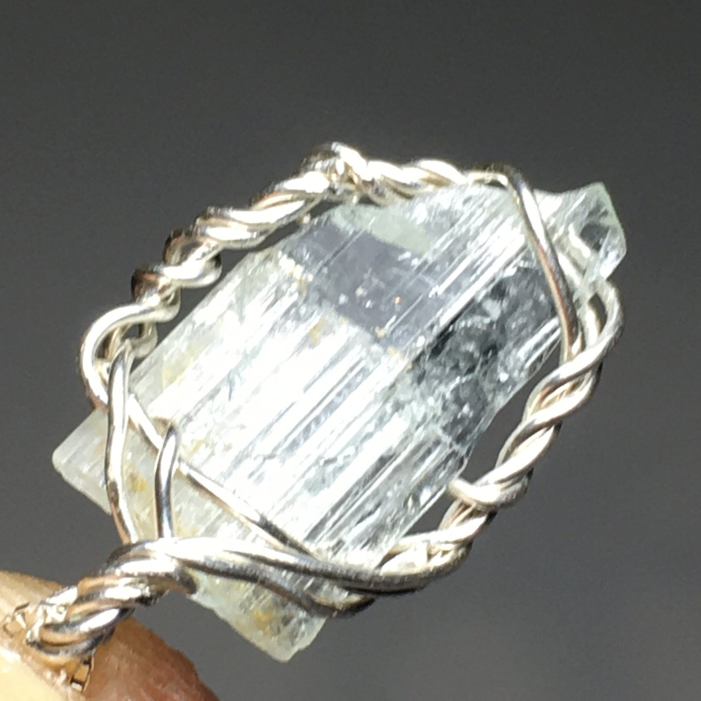 Aquamarine 925 Silver Wire Wrap Pendant