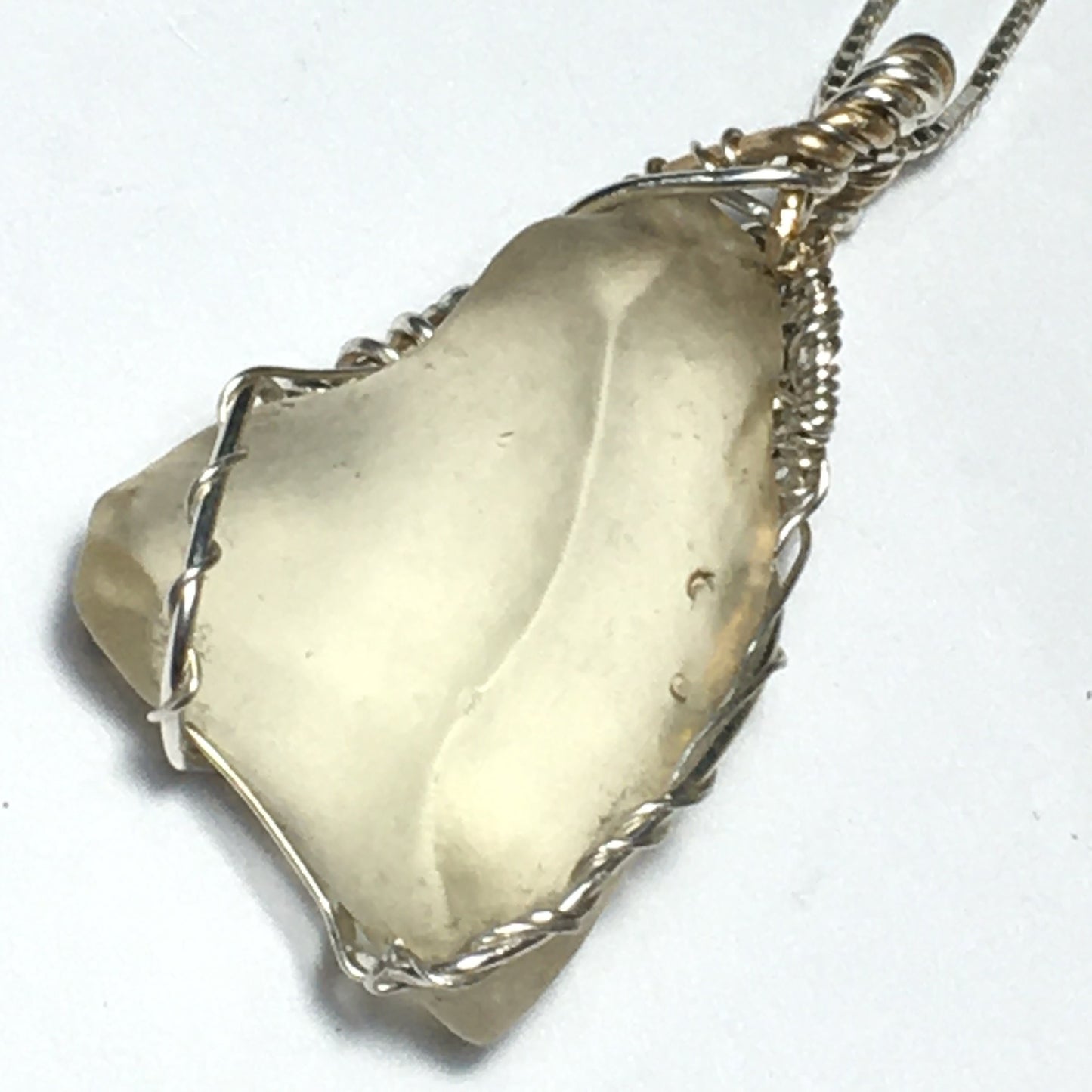 Natural Libyan Desert Glass Solid 925 Silver and Gold Pendant