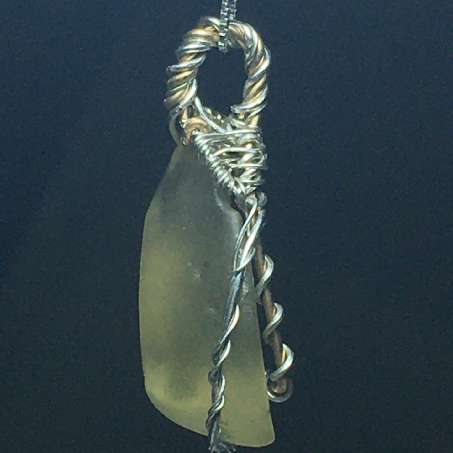 Natural Libyan Desert Glass Solid 925 Silver and Gold Pendant
