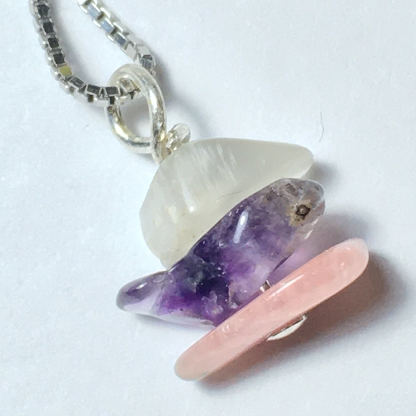 Divine Feminine Pendant - Moonstone Amethyst Rhodochrosite - 925 Sterling