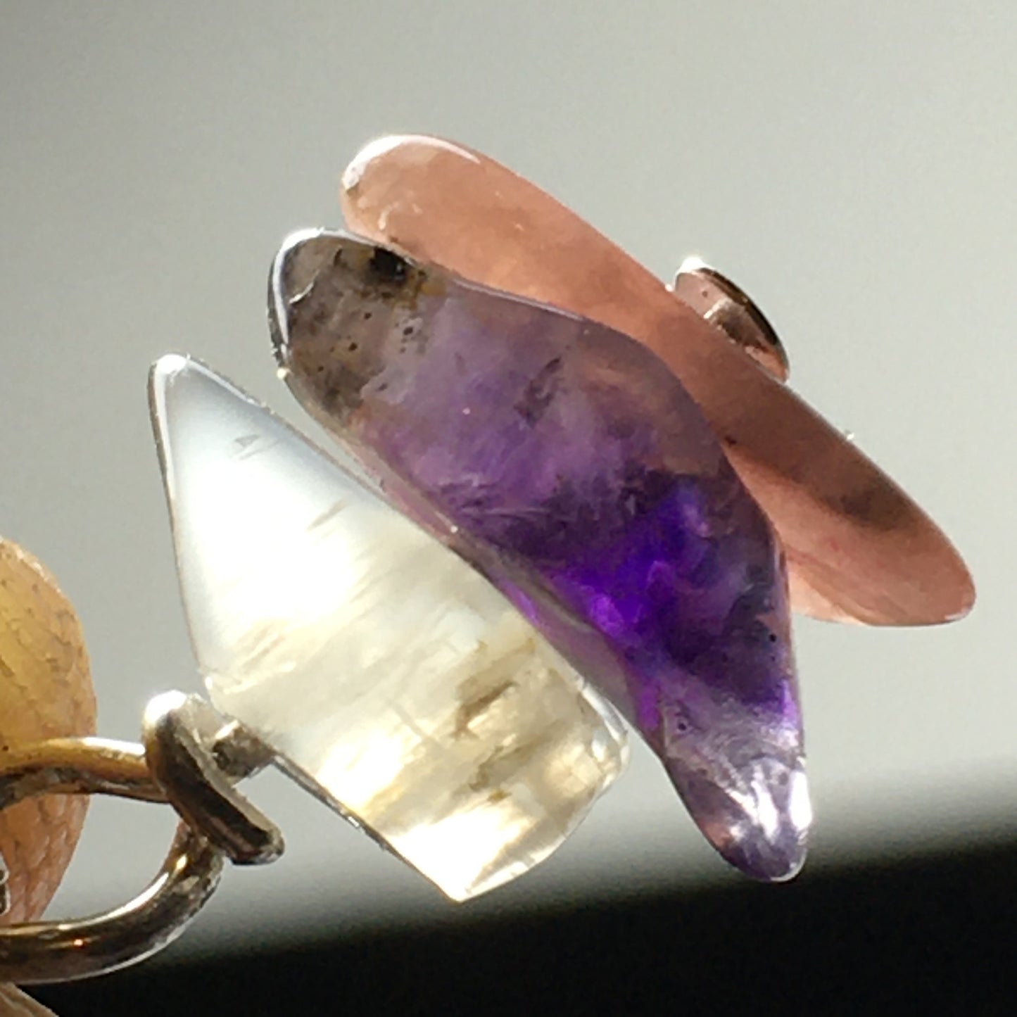 Divine Feminine Pendant - Moonstone Amethyst Rhodochrosite - 925 Sterling