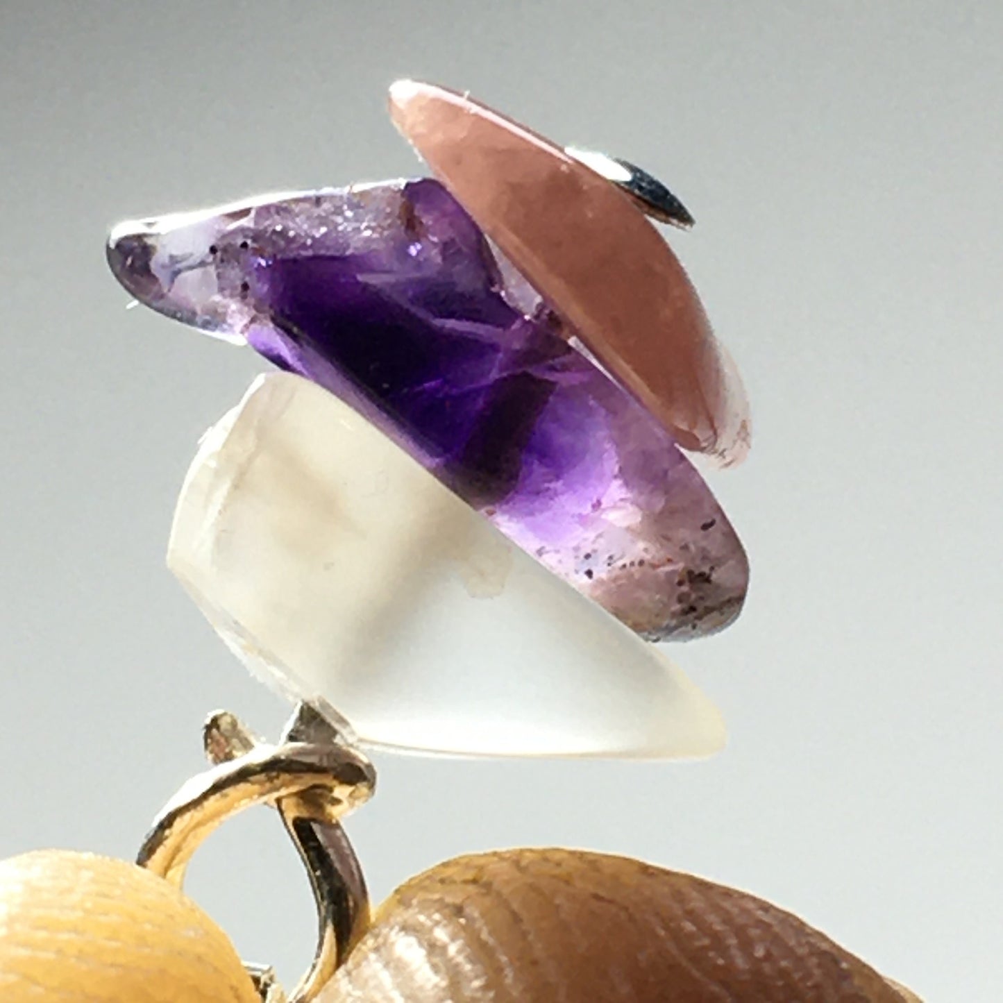 Divine Feminine Pendant - Moonstone Amethyst Rhodochrosite - 925 Sterling
