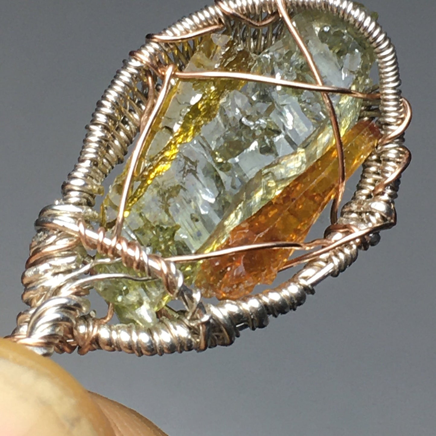 Triple Silesia Zincite Wire Wrap Pendant