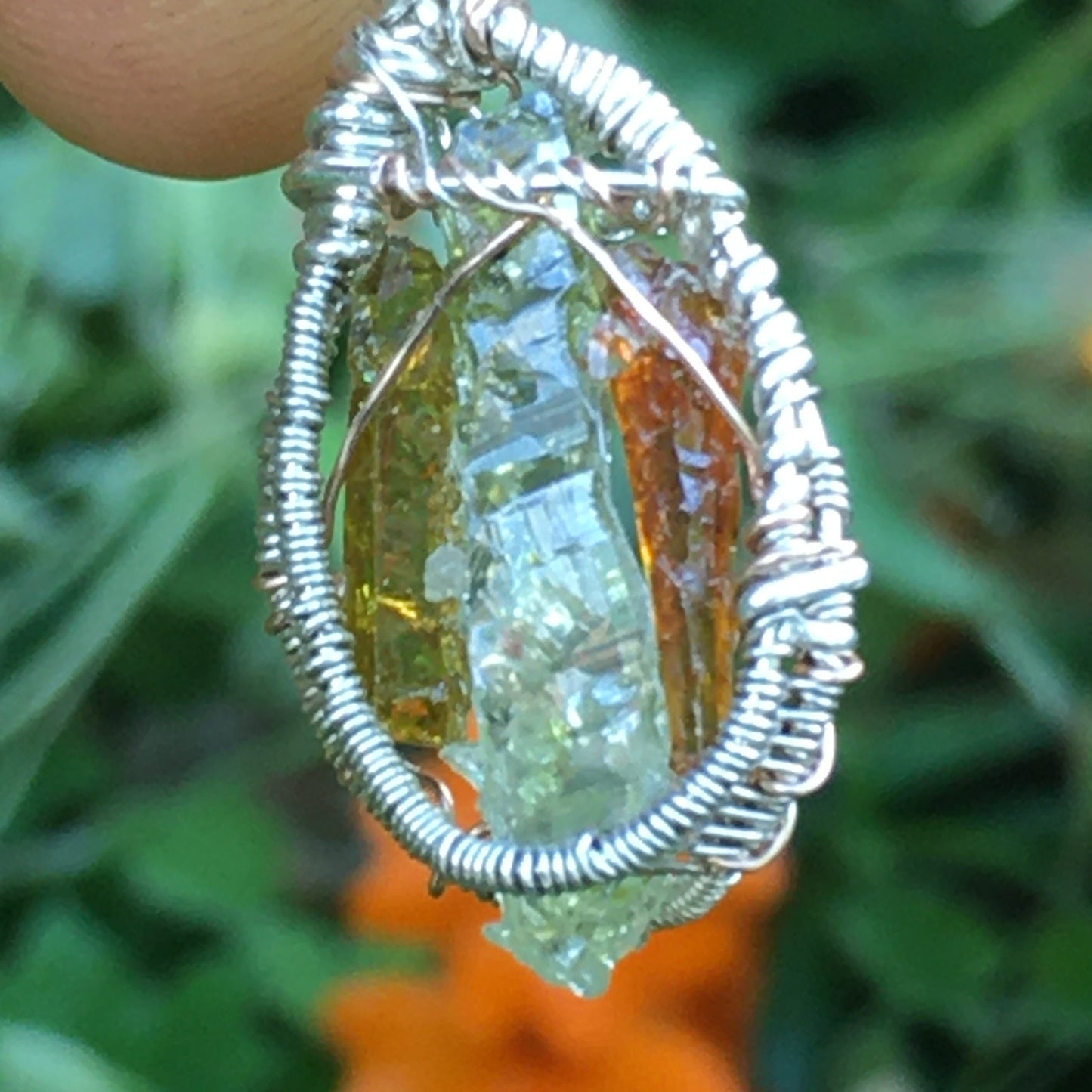 Triple Silesia Zincite Wire Wrap Pendant