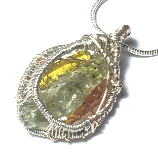 Triple Silesia Zincite Wire Wrap Pendant