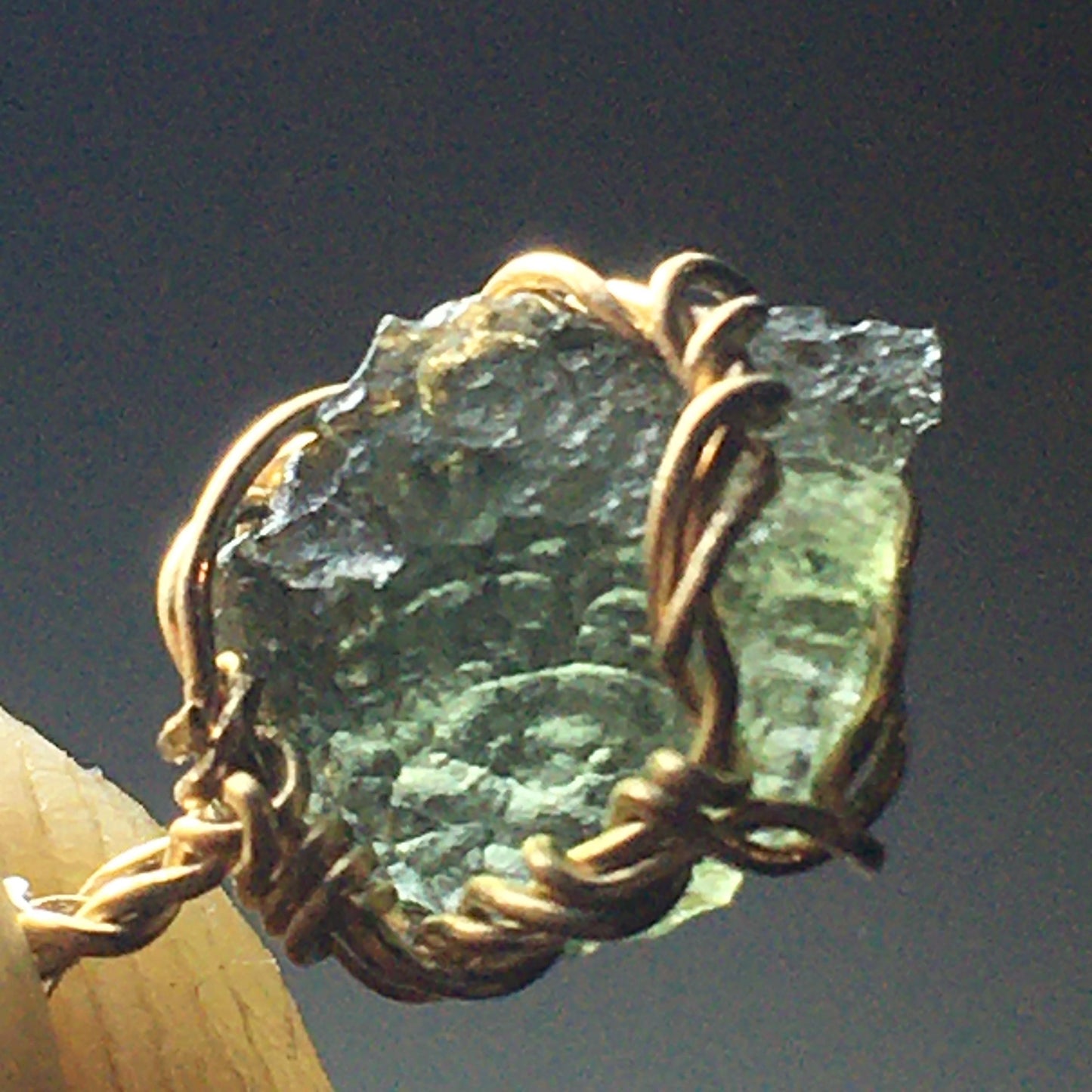 Authentic Rare Moldavite and Gold Pendant