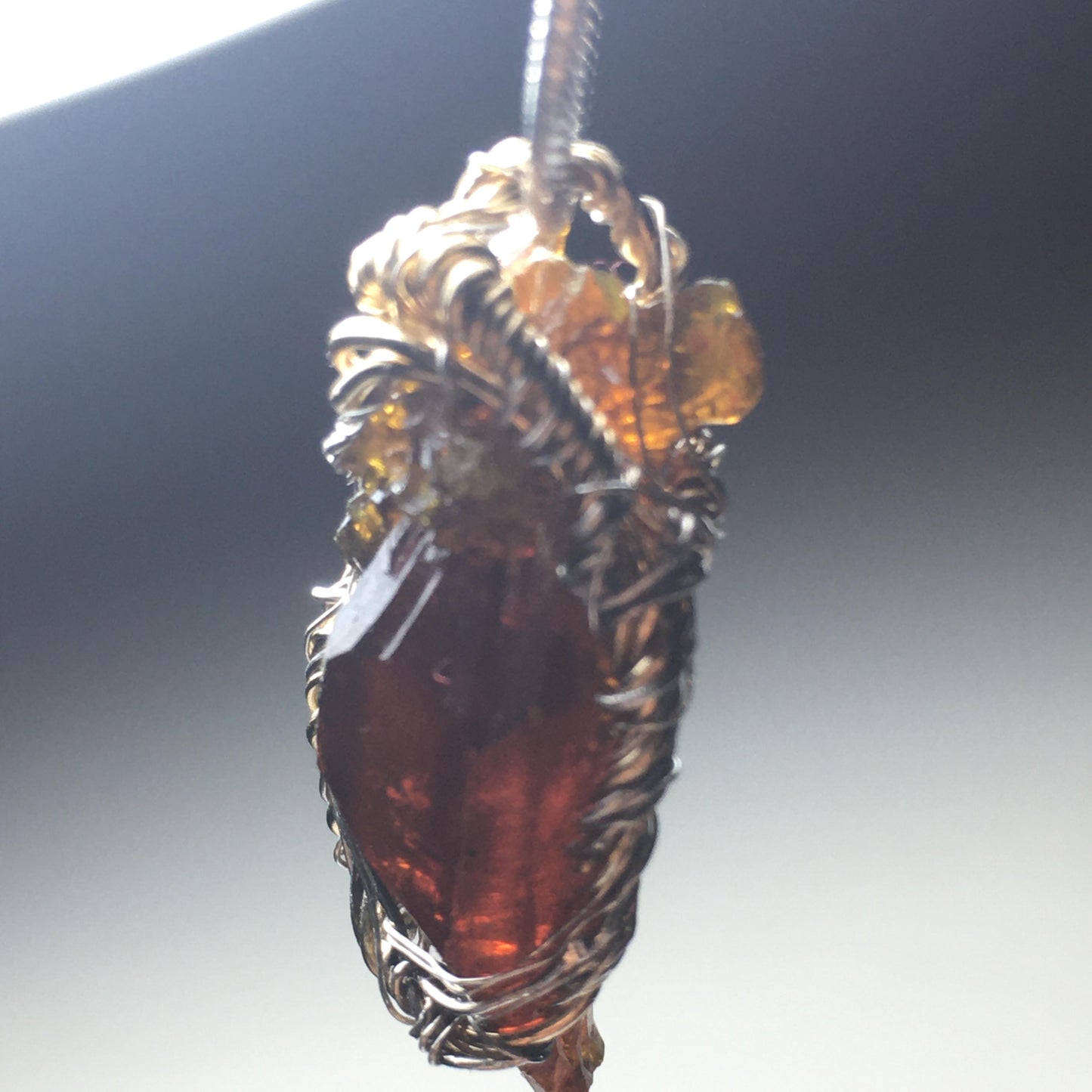 Zincite Crystal, Silver and Gold Pendant