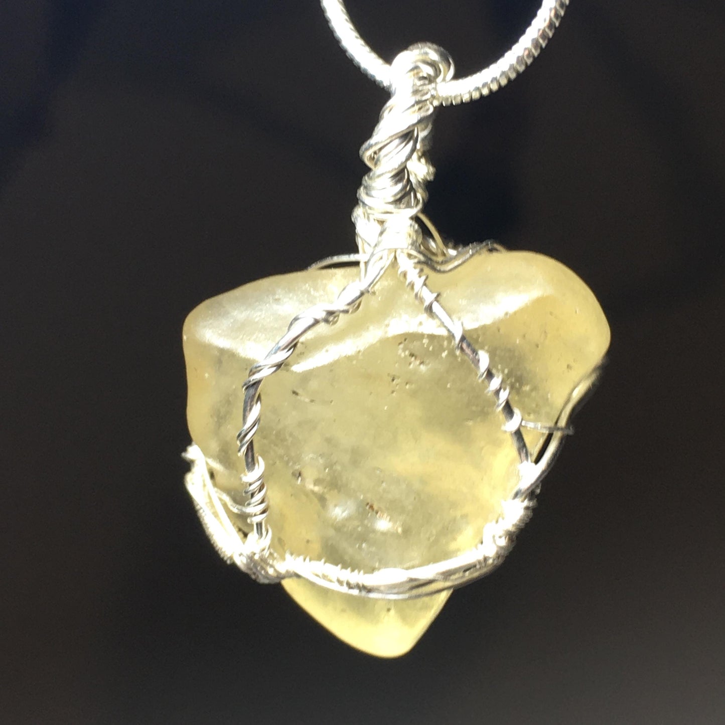Meteor Libyan Desert Glass and Silver Pendant