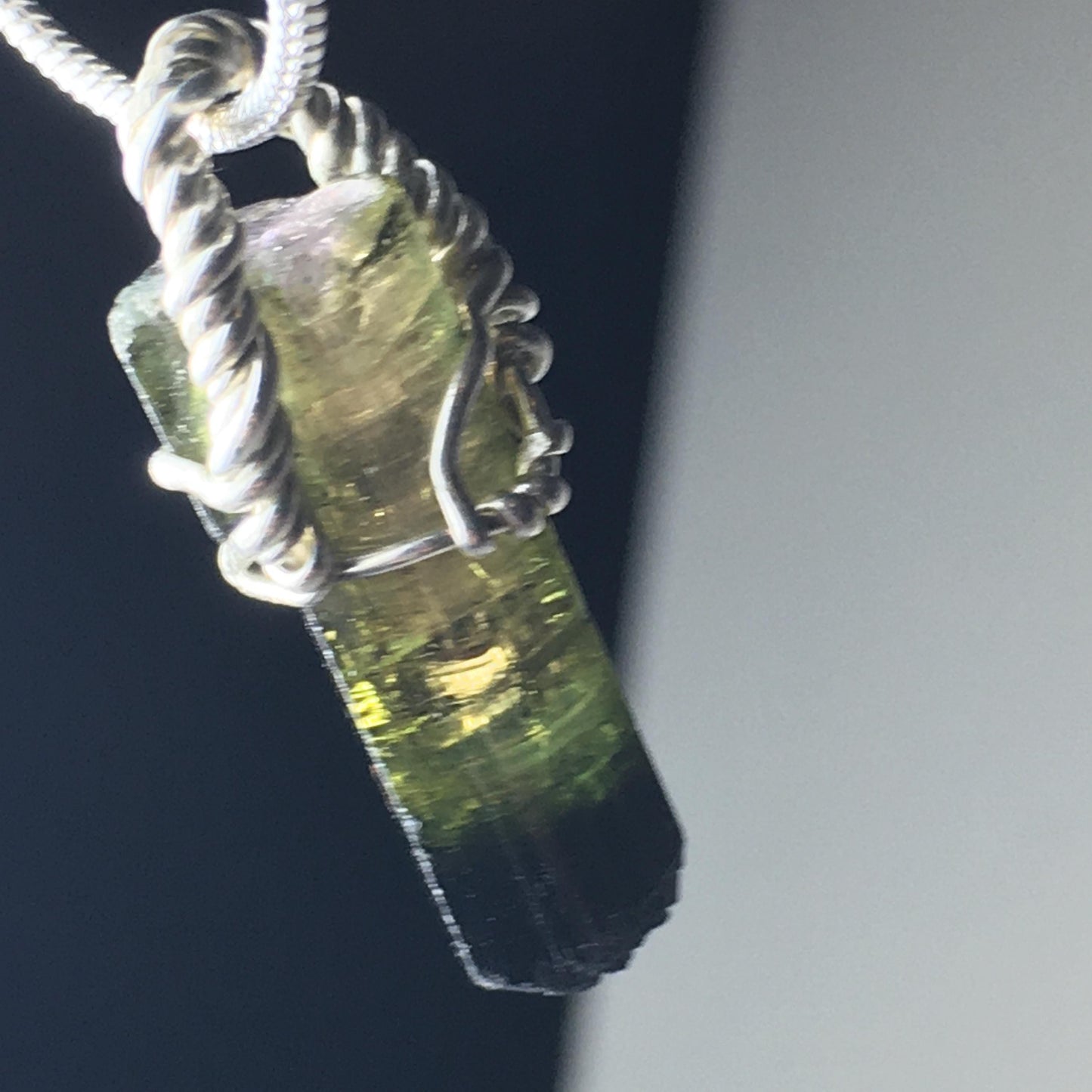 Watermelon "Black-Cap" Tourmaline and Silver Pendant