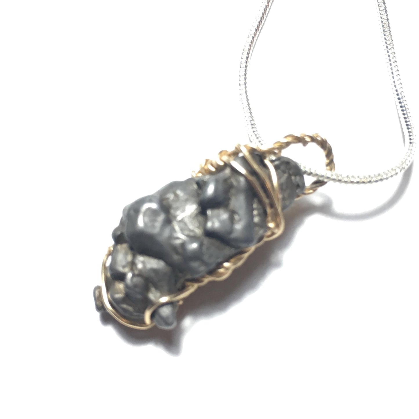 Iron Meteorite Gold Pendant Campo Del Cielo Sturdy Wire Wrap