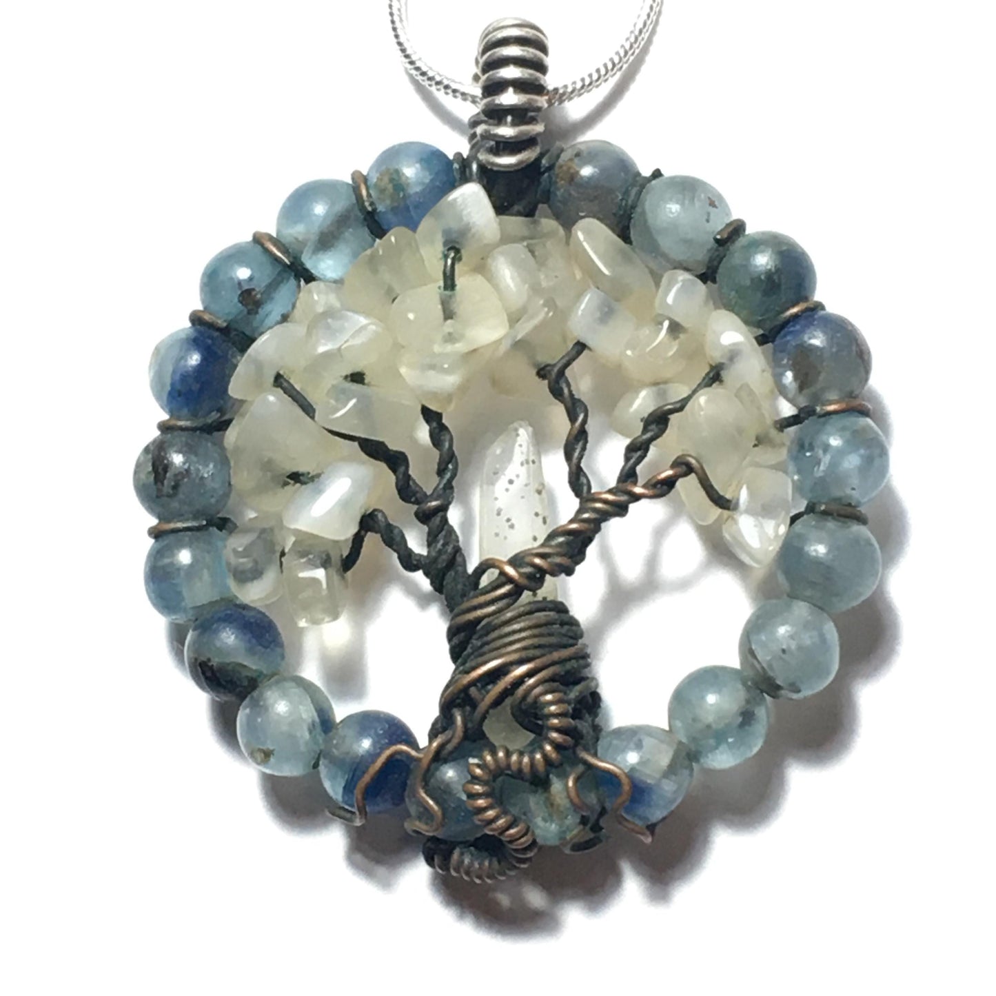 KYANITE D.T. Titanium QUARTZ and MOONSTONE Tree Pendant