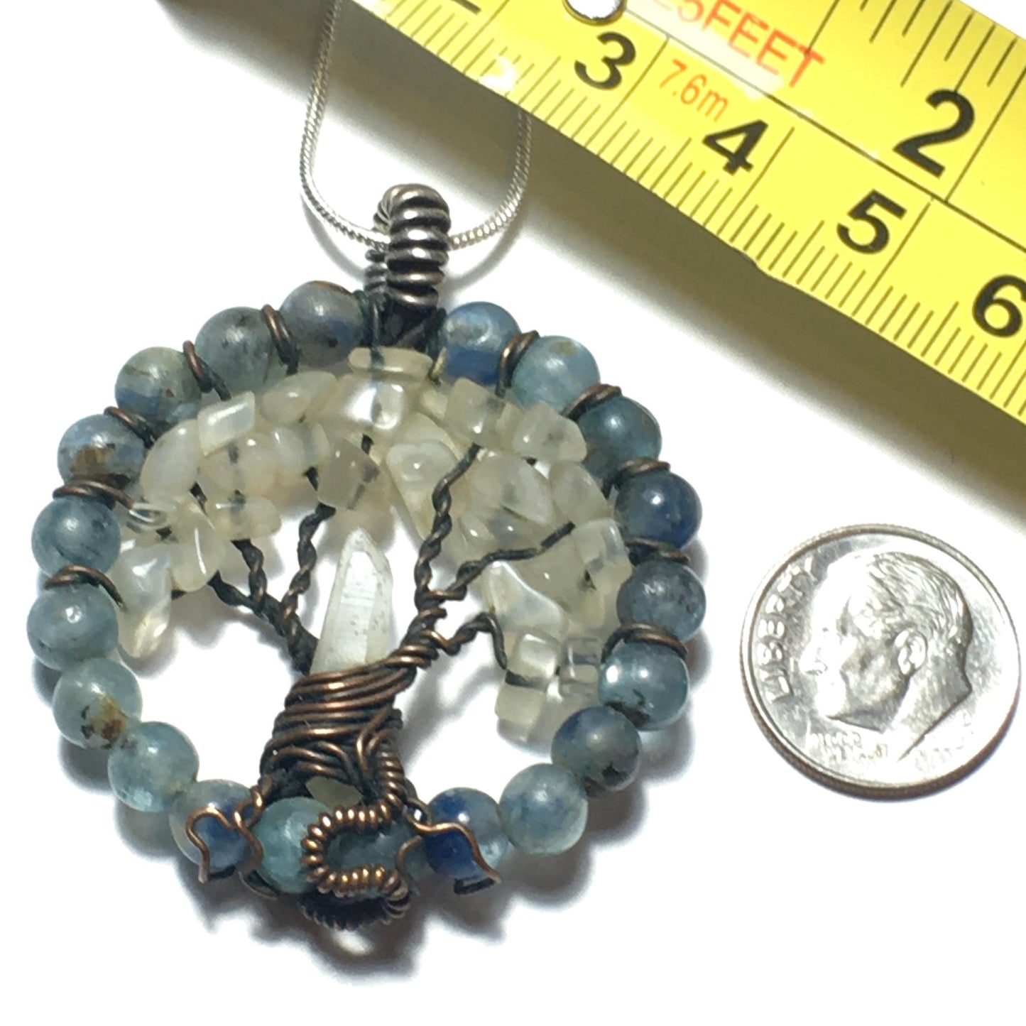 KYANITE D.T. Titanium QUARTZ and MOONSTONE Tree Pendant