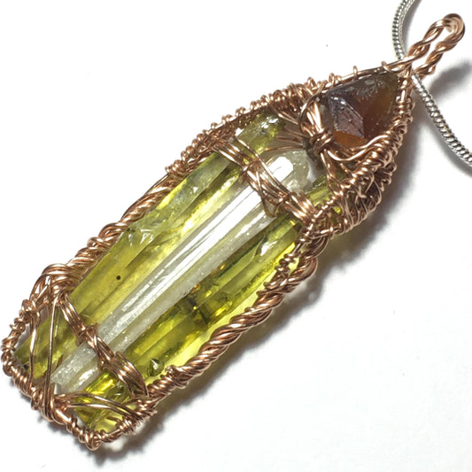 Big - 4 BIG Zincites and Rose-Gold Wire-Wrap Pendant on Chain
