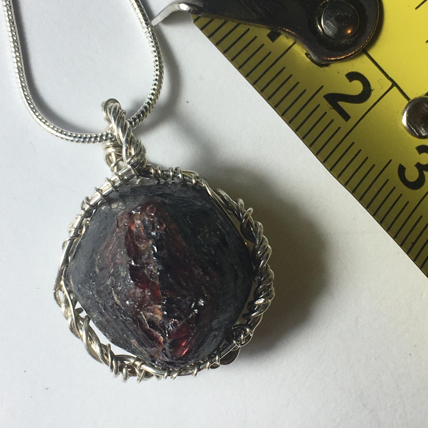 Natural Garnet and Silver Pendant