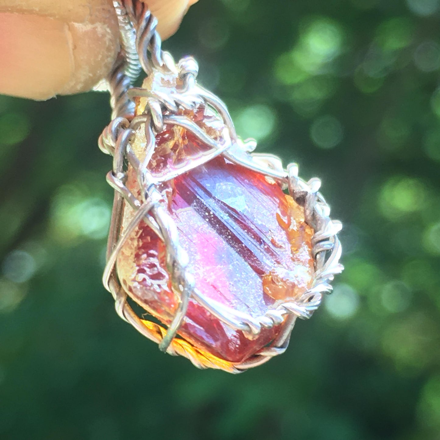 Vibrant Polished Red Zincite With Natural Etchings on Back - Pendant
