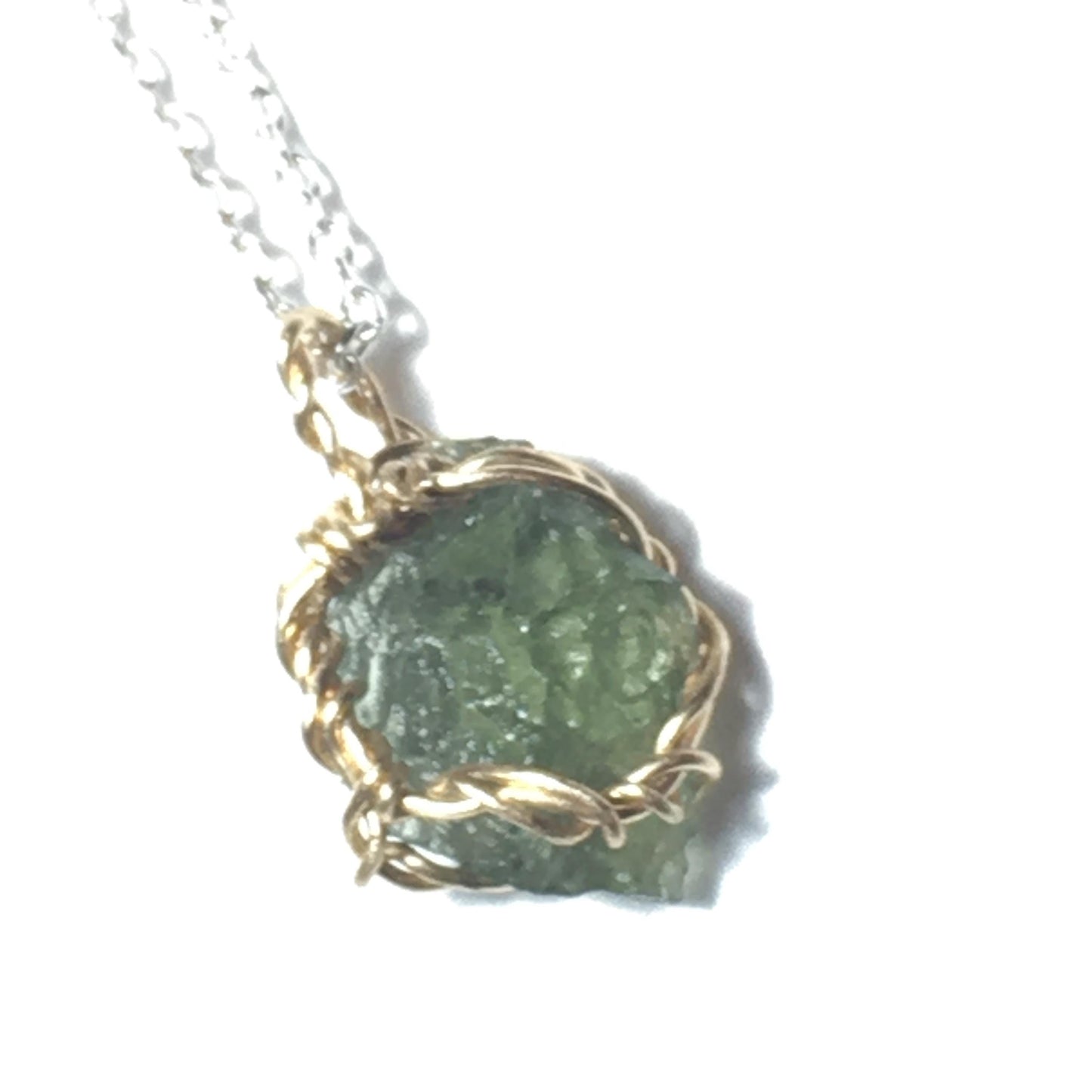 Authentic Rare Moldavite and Gold Pendant