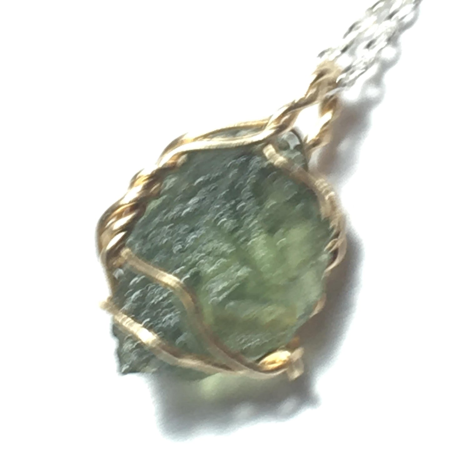 Authentic Rare Moldavite and Gold Pendant
