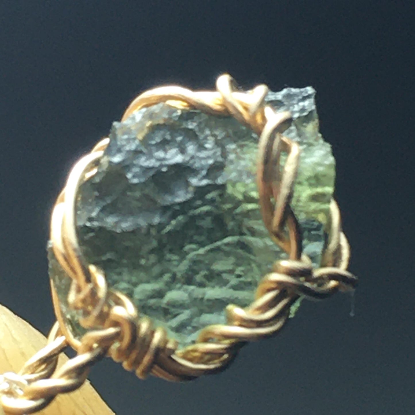 Authentic Rare Moldavite and Gold Pendant