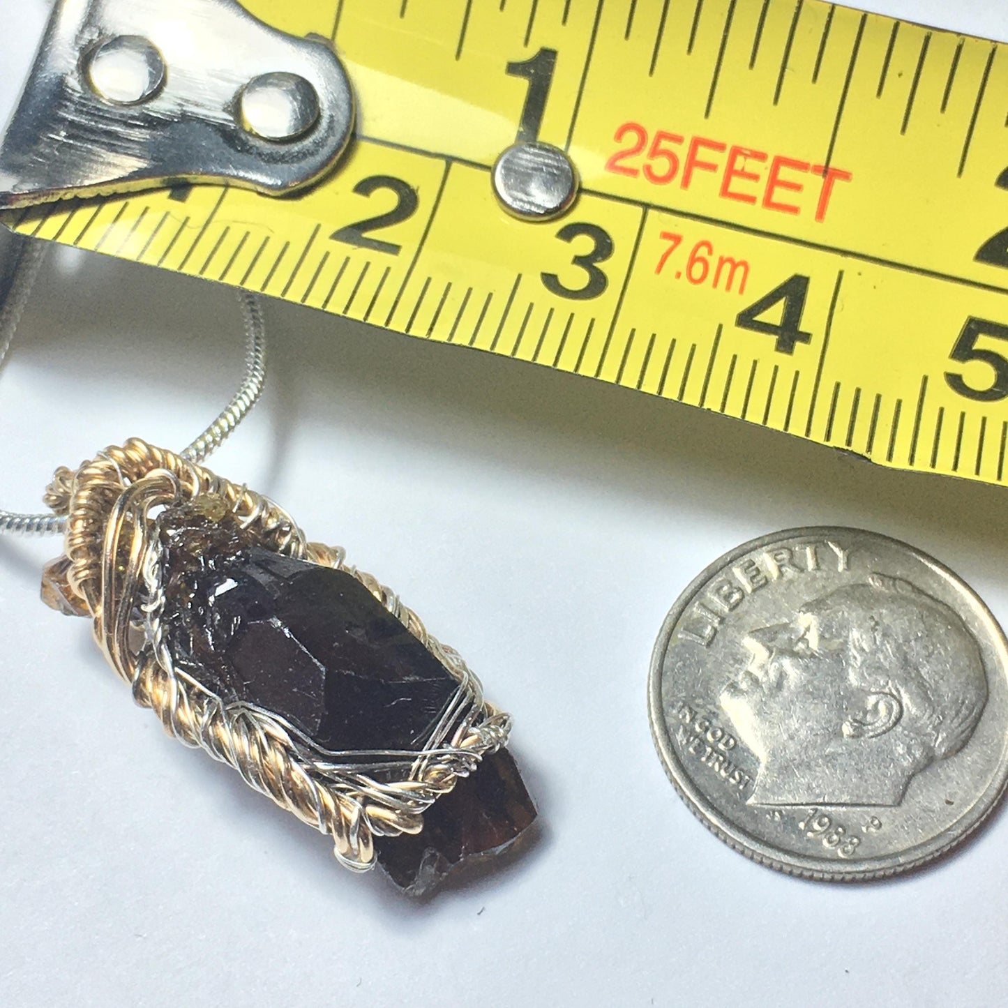 Zincite Crystal, Silver and Gold Pendant