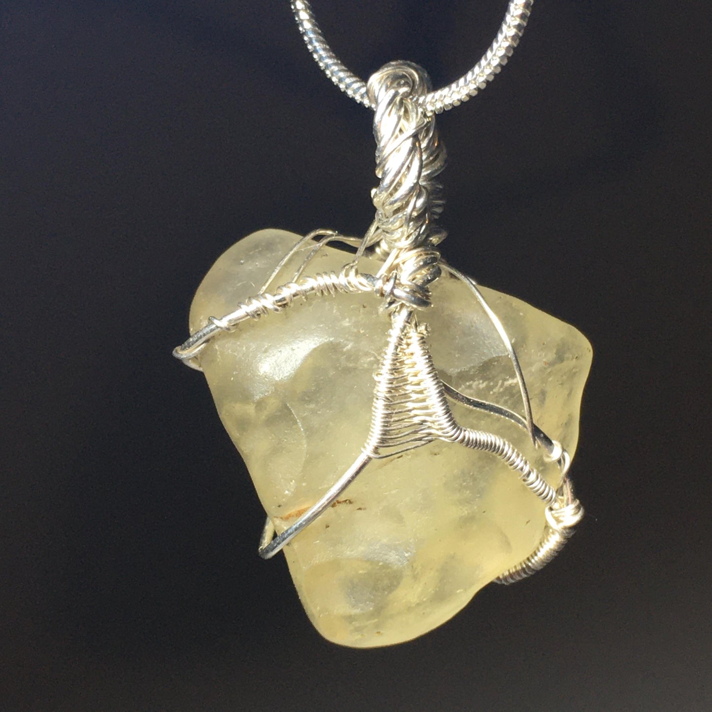 Meteor Libyan Desert Glass and Silver Pendant