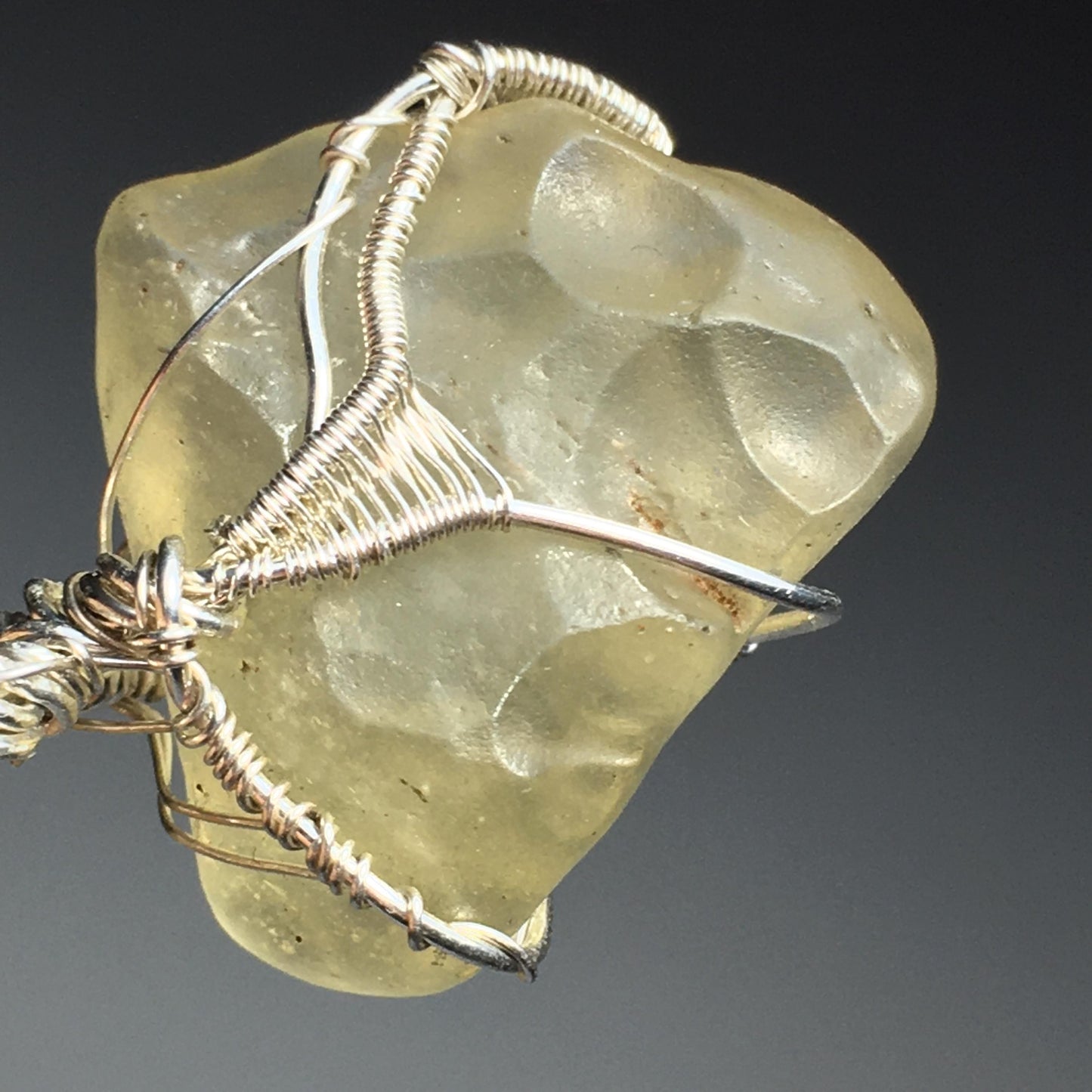 Meteor Libyan Desert Glass and Silver Pendant