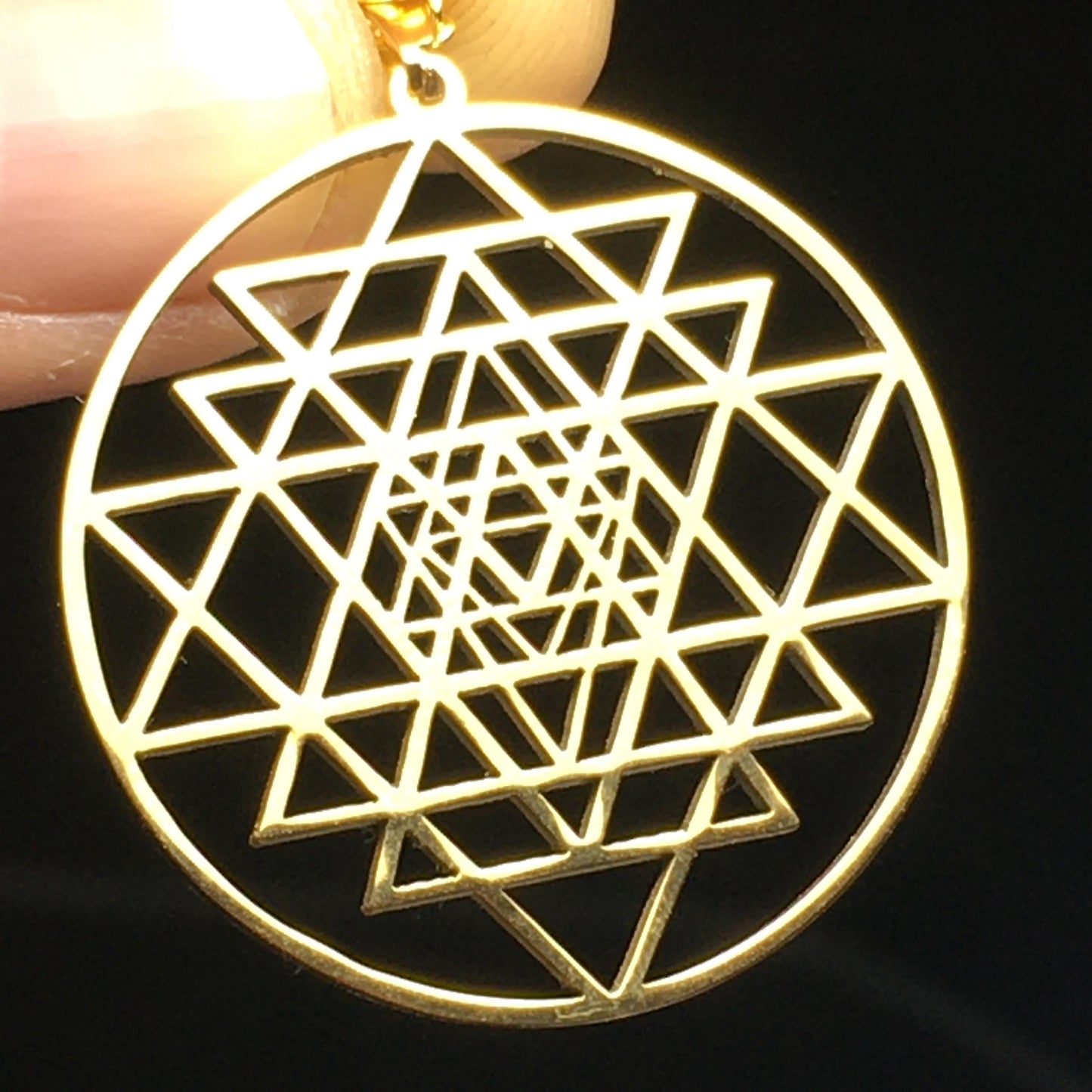 Sri Yantra Goddess Lakshmi Gold-Plated laser cut Good Luck Wealth Abundance