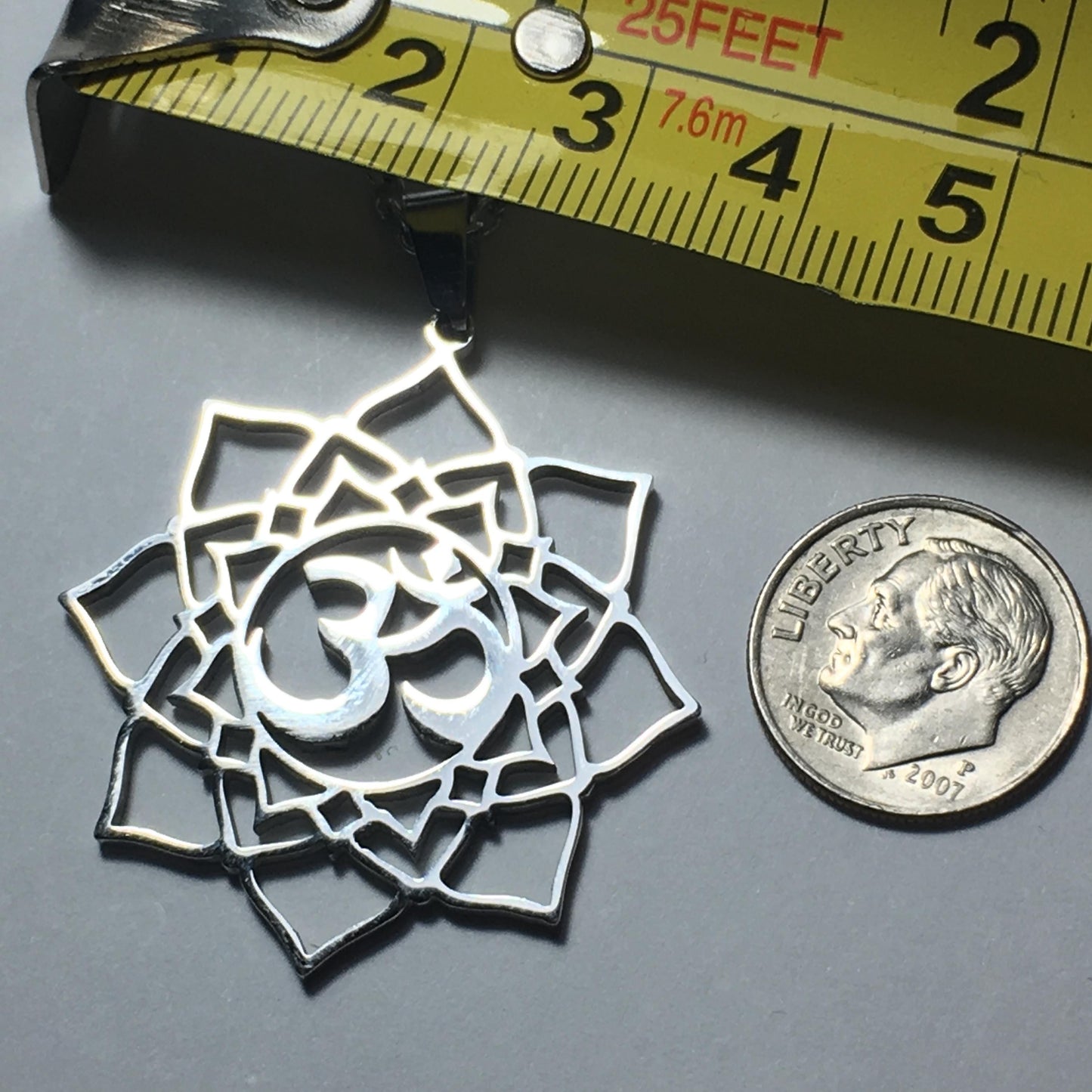 OM AUM and Lotus Flower Pendant steel laser cut