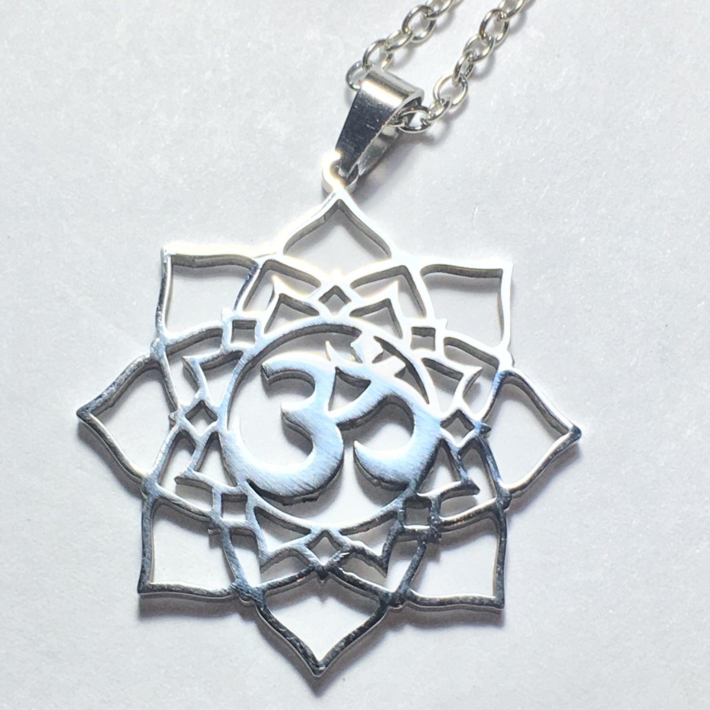 OM AUM and Lotus Flower Pendant steel laser cut
