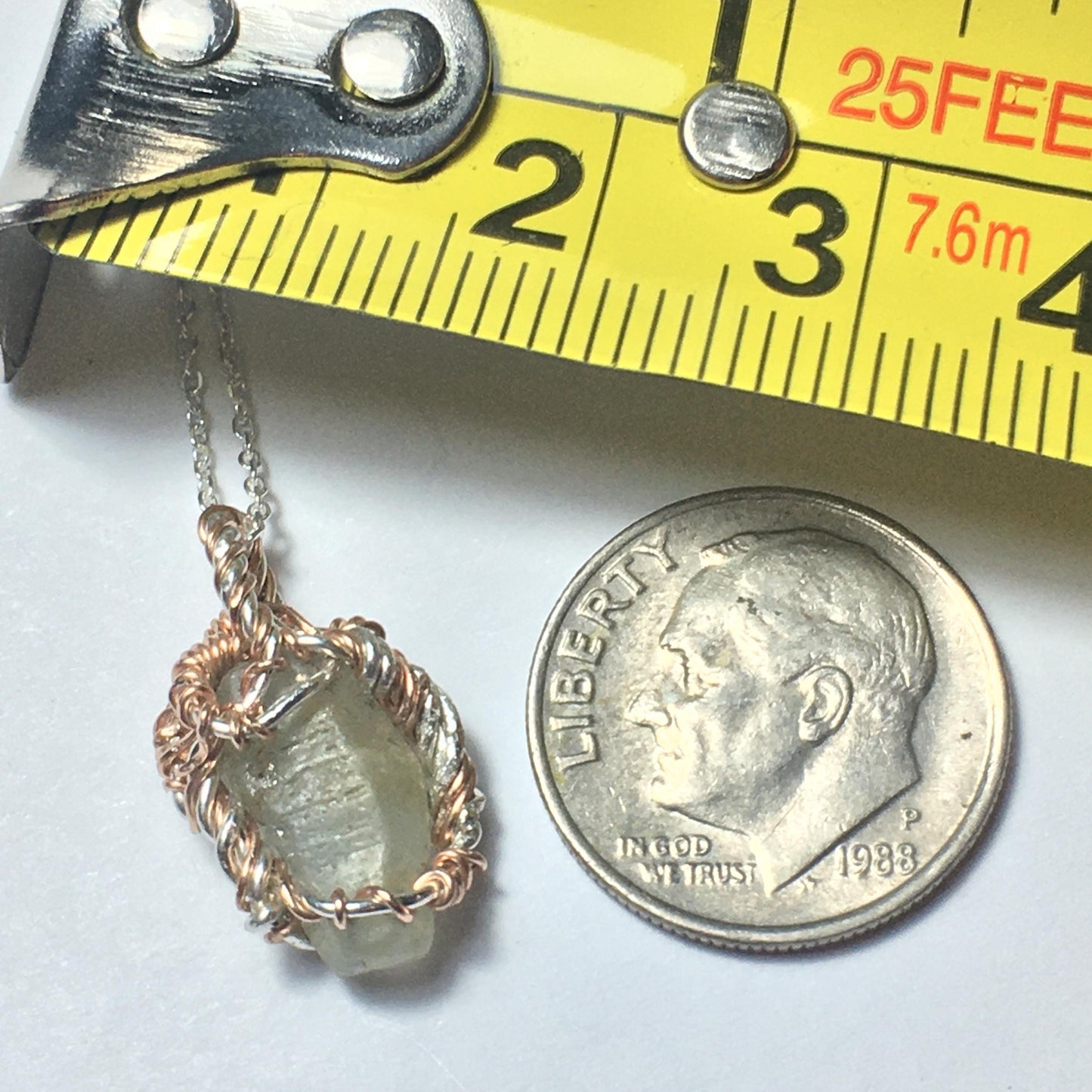 Sapphire (untreated, unheated, not irradiated) Silver Wire Wrap Pendant (white/green)